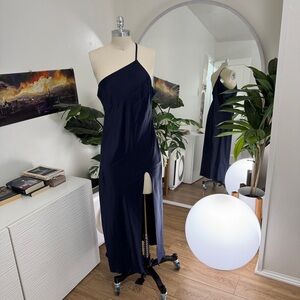 ASOS Navy One-Shoulder Maxi Dress with High Slit - US 8
